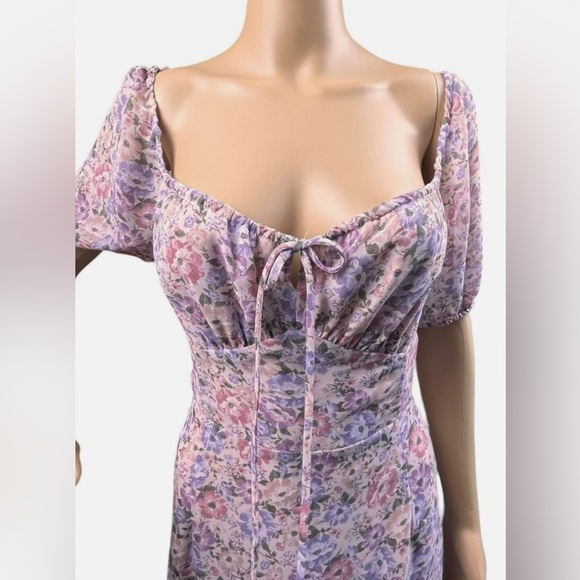 ✨ASTR the Label✨ Bow Tie Ruffle Dress pink purple floral - Picture 3 of 10